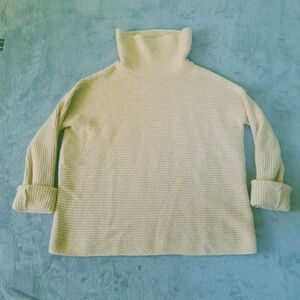 Anthropologie Pilcro Sweater Womens Beige Medium Chunky Knit Pullover Cowl Neck